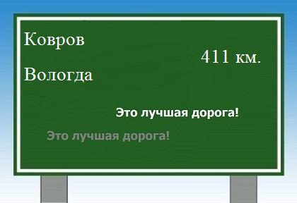 расстояние Ковров    Вологда как добраться