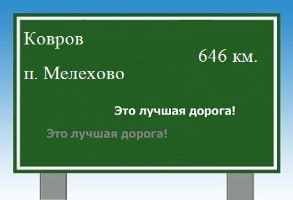 Сколько км от Коврова до поселка Мелехово