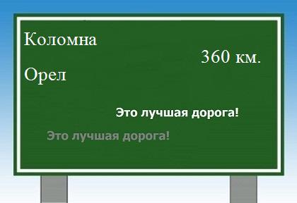 расстояние Коломна    Орел как добраться