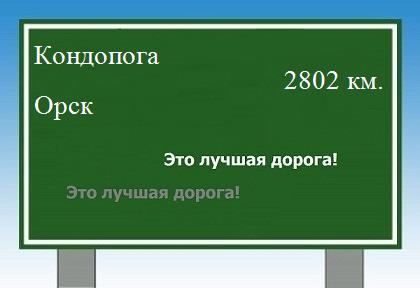 расстояние Кондопога    Орск как добраться