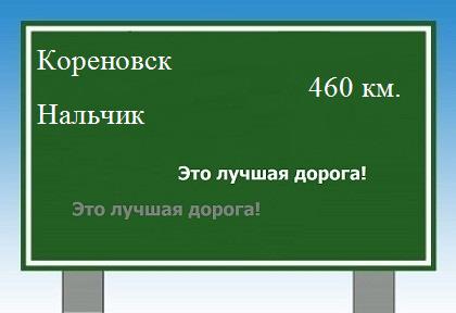 расстояние Кореновск    Нальчик как добраться