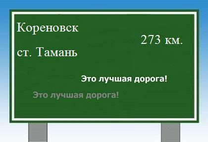 расстояние Кореновск    станица Тамань как добраться