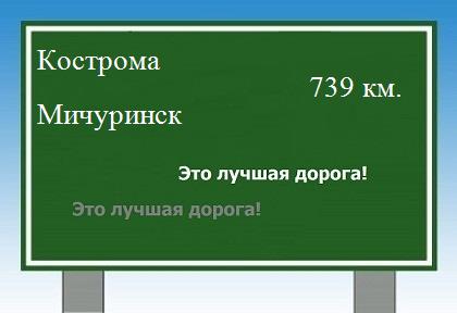 расстояние Кострома    Мичуринск как добраться