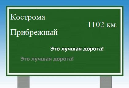 расстояние Кострома - Прибрежный как добраться