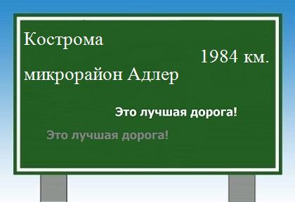 расстояние Кострома    микрорайон Адлер как добраться