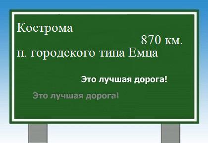Расстояние Кострома поселок городского типа Емца расстояние Кострома поселок городского типа Емца как добраться