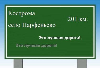 расстояние Кострома    село Парфеньево как добраться