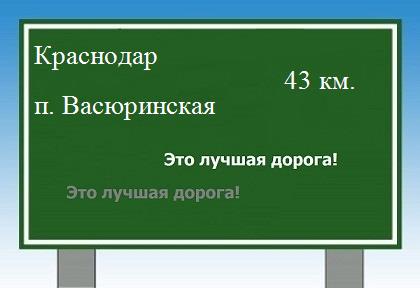 Сколько км от Краснодара до поселка Васюринская