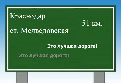 Сколько км от Краснодара до станицы Медведовской