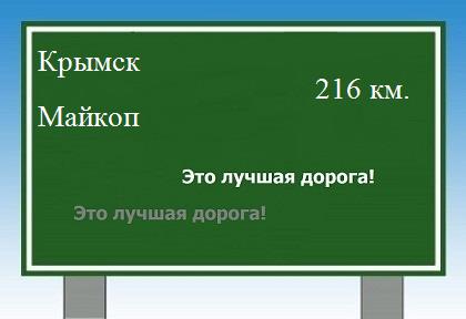 Сколько км от Крымска до Майкопа