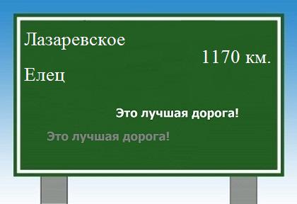 расстояние Лазаревское - Елец как добраться
