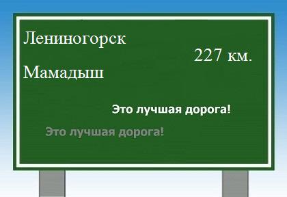 Сколько км от Лениногорска до Мамадыша