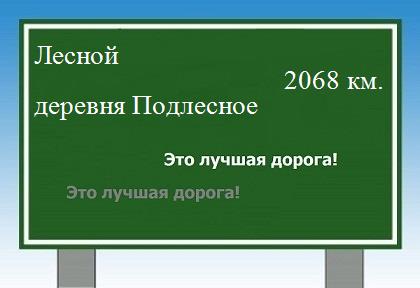 расстояние Лесной    деревня Подлесное как добраться