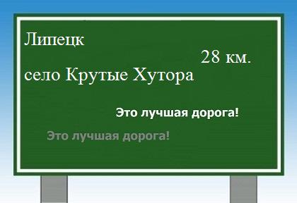 расстояние Липецк  &nbsp; село Крутые Хутора как добраться