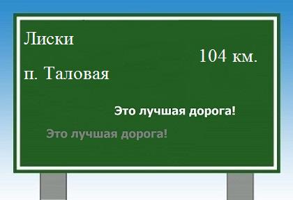 расстояние Лиски - поселок Таловая как добраться