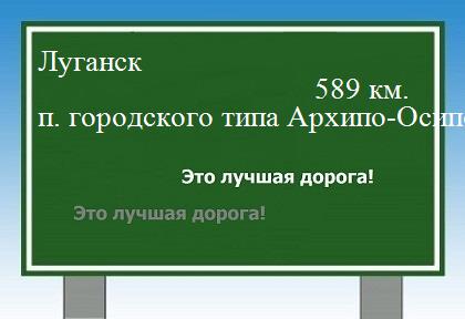 Сколько км от Луганска до поселка городского типа Архипо-Осиповка