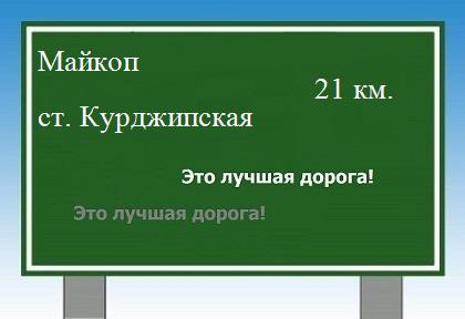 Сколько км от Майкопа до станицы Курджипской