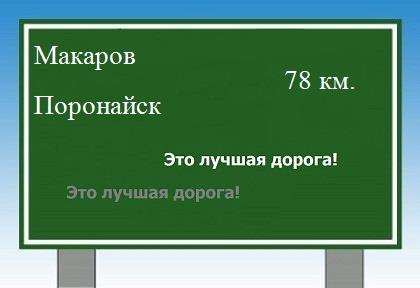 Сколько км от Макарова до Поронайска