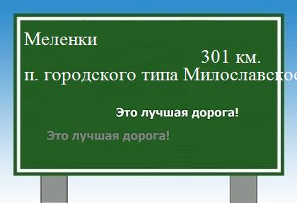 расстояние Меленки    поселок городского типа Милославское как добраться