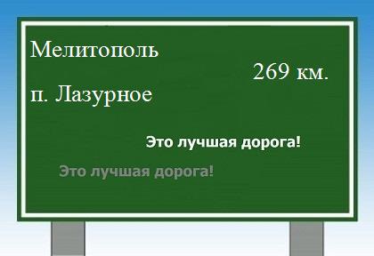 расстояние Мелитополь - поселок Лазурное как добраться