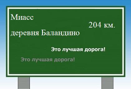 расстояние Миасс  &nbsp; деревня Баландино как добраться
