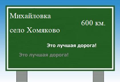 расстояние Михайловка    село Хомяково как добраться