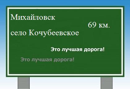 Карта от Михайловска до села Кочубеевского