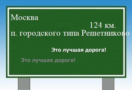 расстояние Москва    поселок городского типа Решетниково как добраться