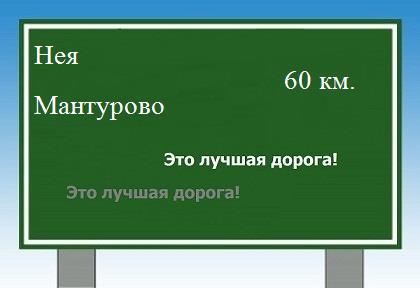 Сколько км от Неи до Мантурово