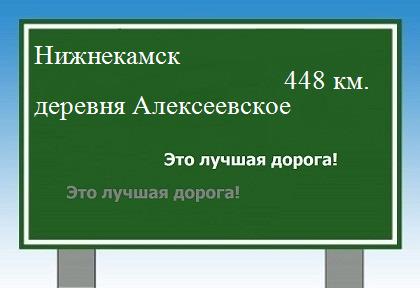 Сколько км от Нижнекамска до деревни Алексеевское