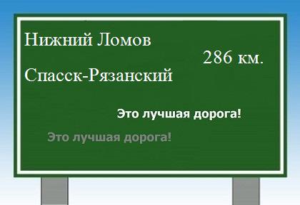 Сколько км от Нижнего Ломова до Спасск-Рязанского