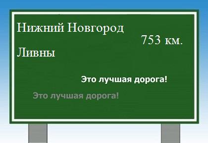 Сколько км от Нижнего Новгорода до Ливнов