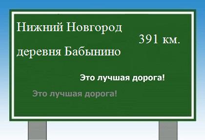 Сколько км от Нижнего Новгорода до деревни Бабынино