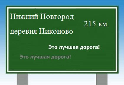Сколько км от Нижнего Новгорода до деревни Никоново
