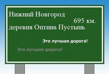 Сколько км от Нижнего Новгорода до деревни Оптина Пустынь