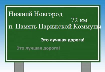 расстояние Нижний Новгород    поселок Память Парижской Коммуны как добраться