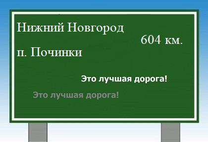 Сколько км от Нижнего Новгорода до поселка Починки