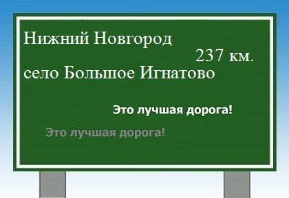 Сколько км от Нижнего Новгорода до села Большое Игнатово