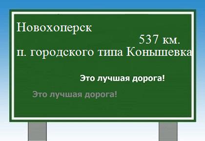 расстояние Новохоперск  &nbsp; поселок городского типа Конышевка как добраться