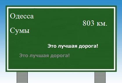 Сколько км от Одессы до Сум