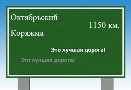 расстояние Октябрьский  &nbsp; Коряжма как добраться