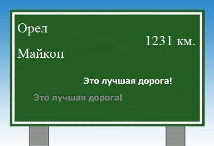 расстояние Орел    Майкоп как добраться