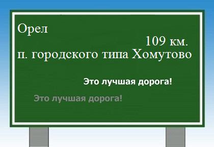 расстояние Орел    поселок городского типа Хомутово как добраться