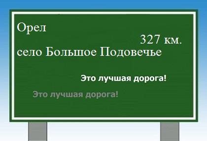 расстояние Орел    село Большое Подовечье как добраться