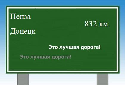 Сколько км от Пензы до Донецка