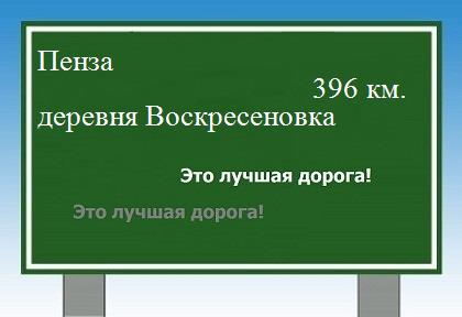 расстояние Пенза  &nbsp; деревня Воскресеновка как добраться