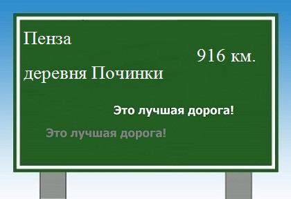 расстояние Пенза  &nbsp; деревня Починки как добраться