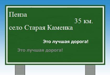 расстояние Пенза    село Старая Каменка как добраться