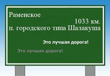 расстояние Раменское  &nbsp; поселок городского типа Шалакуша как добраться