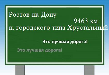 расстояние Ростов-на-Дону  &nbsp; поселок городского типа Хрустальный как добраться